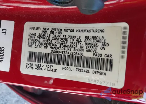 2010 Toyota Corolla S z USA, uszkodzony, nr VIN 1NXBU4EE3AZ206461